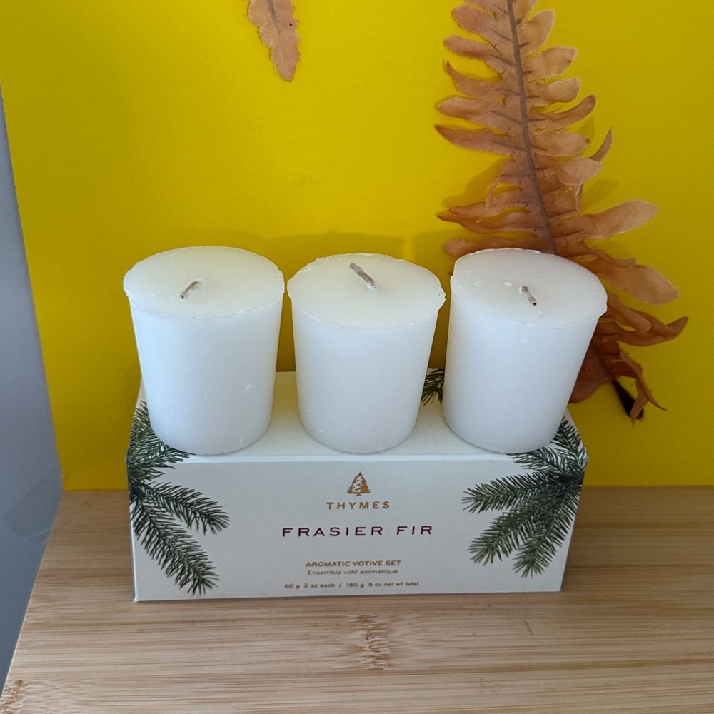 Thymes Frasier Fir Votive Candle Set of 3 - Scented Candles (Pack of 3-2 Oz) - Picture 5 of 6